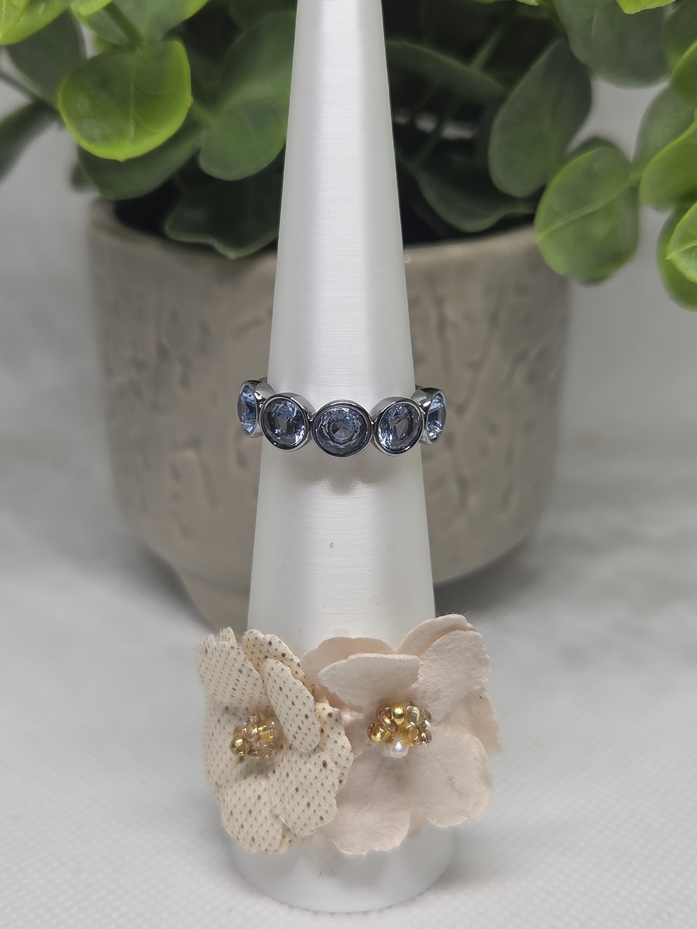 BP Aquamarine CZ Bezel On Hematite Plating